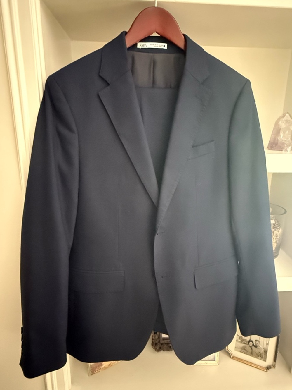 Zara Men's Dark Navy Single-Breasted Blazer